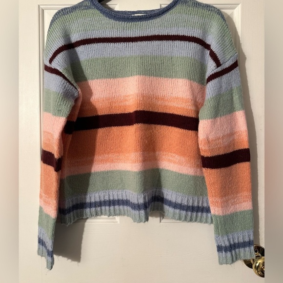 SUNDANCE Small Isabella Roll Neck Striped Wool Blend Pullover Sweater Warm Cozy - Picture 3 of 9